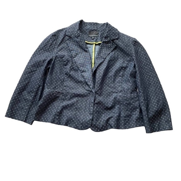 Cynthia Rowley Denim Chambray Blue Jean Blazer Jacket Size XL Polka Dot Preppy - Picture 8 of 10